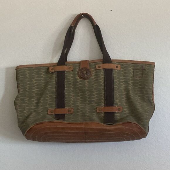 GAP RED Large Tote Thick Canvas with Leather Trim and Bottom Bag - Picture 9 of 14